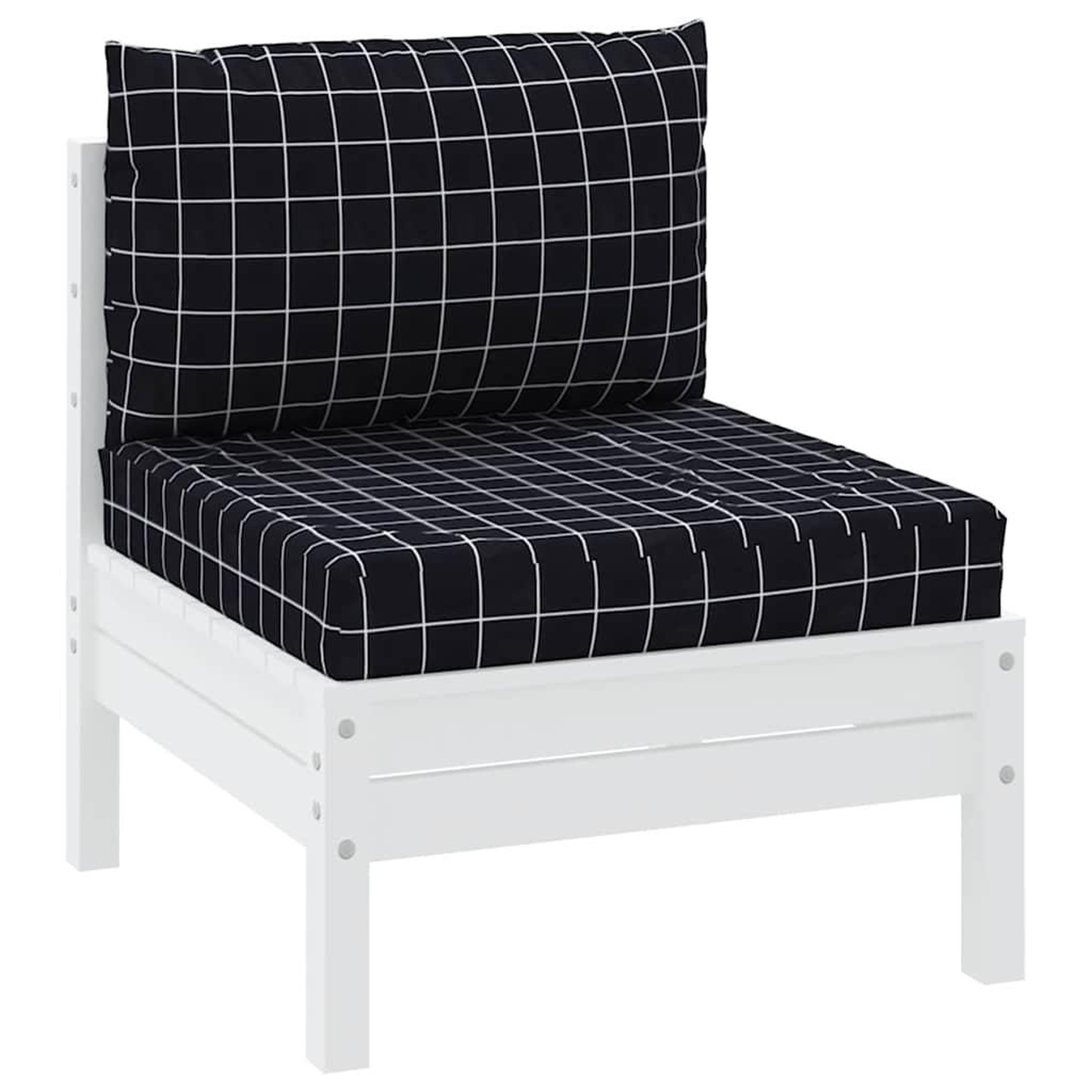 Voir la diapositive 3 : VIDAXL Coussins de palette lot de 2 motif a carreaux noir tissu Oxford