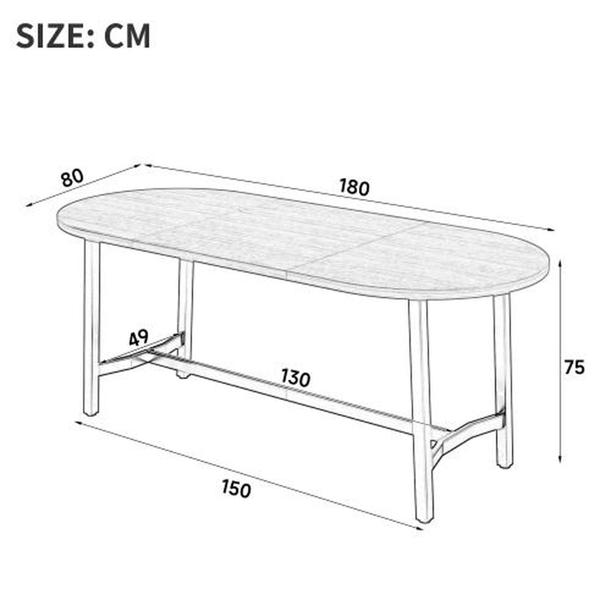 Voir la diapositive 3 : MERAX Table à manger 180x80 cm pour 6-8 personnes avec pieds en métal