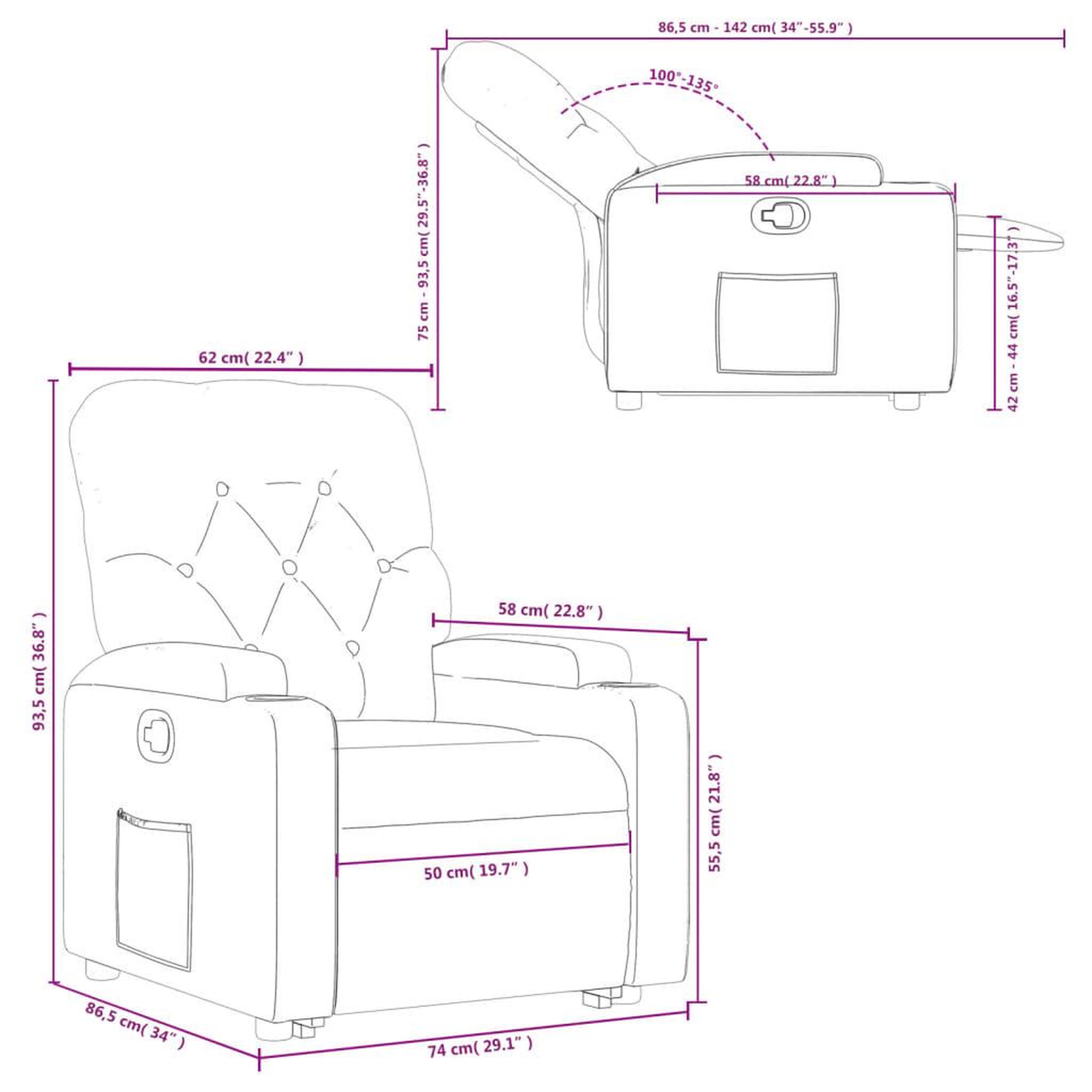 Voir la diapositive 6 : VIDAXL Fauteuil inclinable taupe tissu