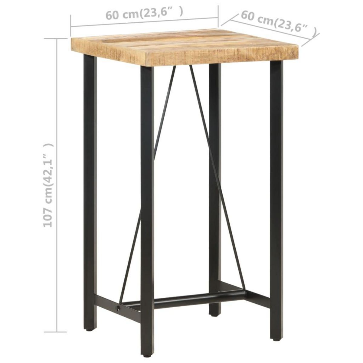 VIDAXL Table de bar 60x60x107 cm Bois de manguier brut