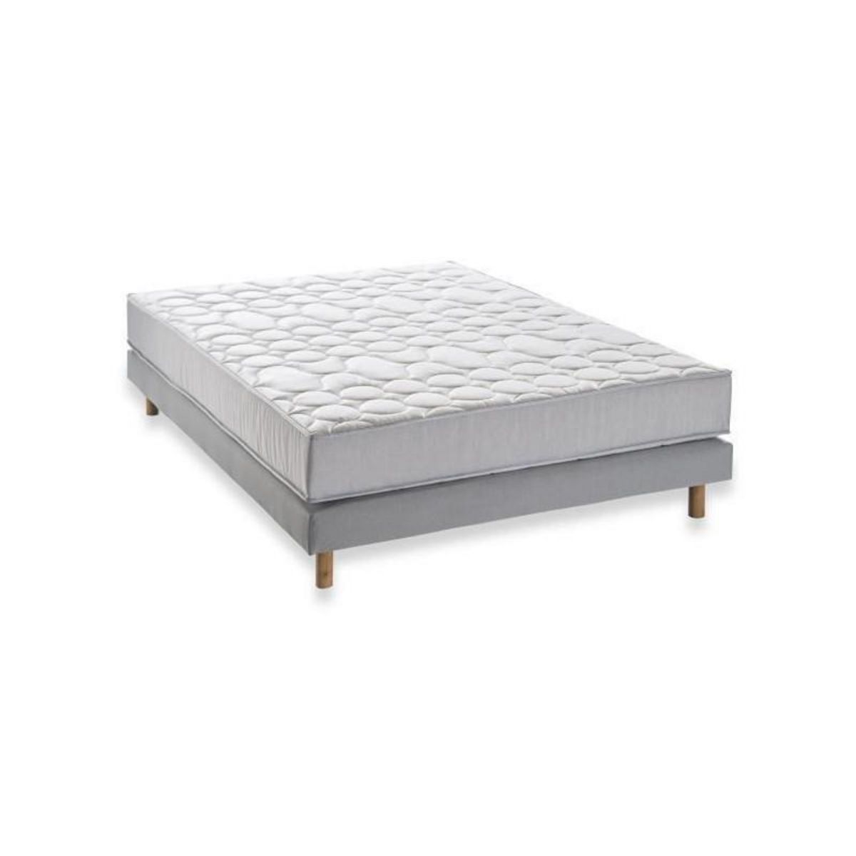 DEKO DREAM Pack pret a dormir ZEN - Matelas + sommier 140x190 + couette + 2 oreillers