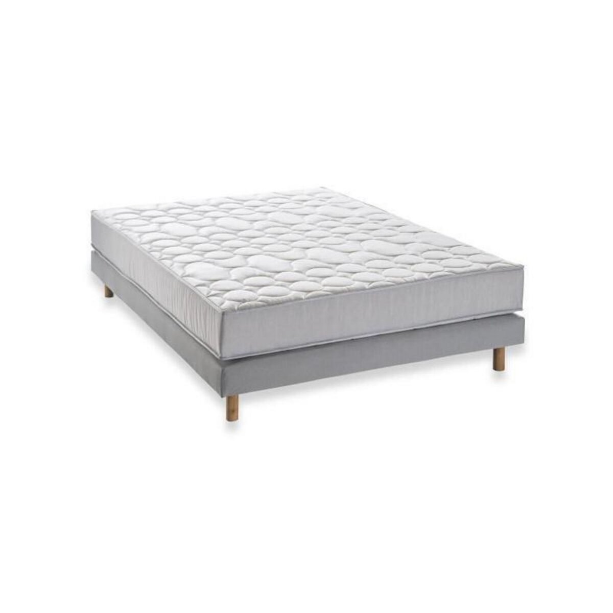 DEKO DREAM Pack pret a dormir ZEN - Matelas + sommier 140x190 + couette + 2 oreillers