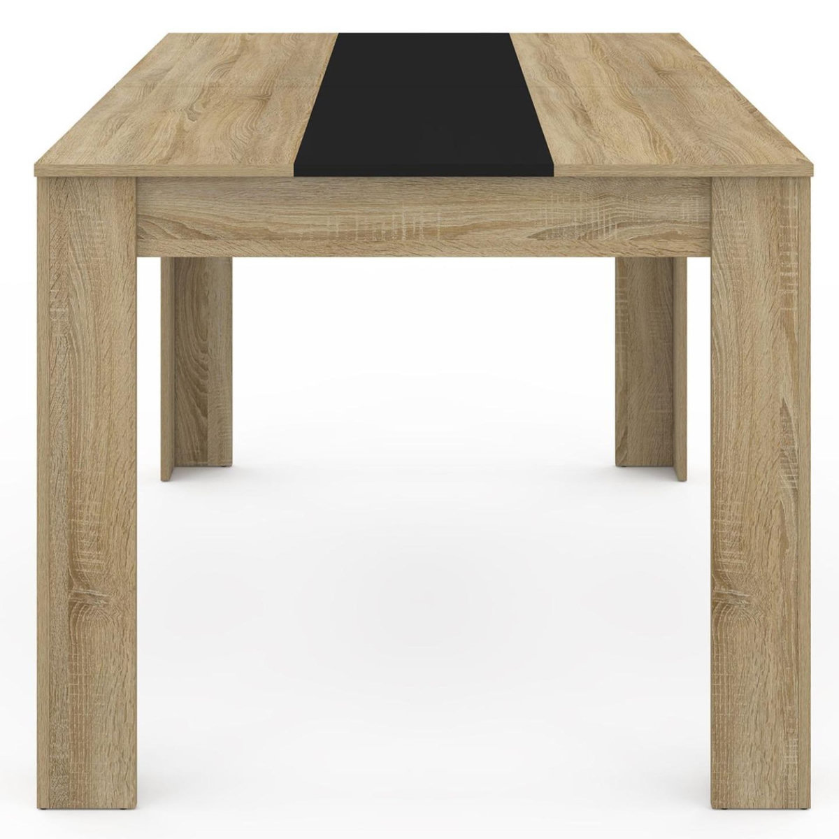 ID MARKET Table à manger rectangle GEORGIA 6 personnes imitation hêtre et noire 140 x 80 cm