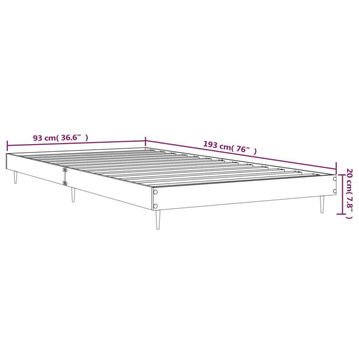VIDAXL Cadre de lit sans matelas chene fume 90x190cm bois d'ingenierie