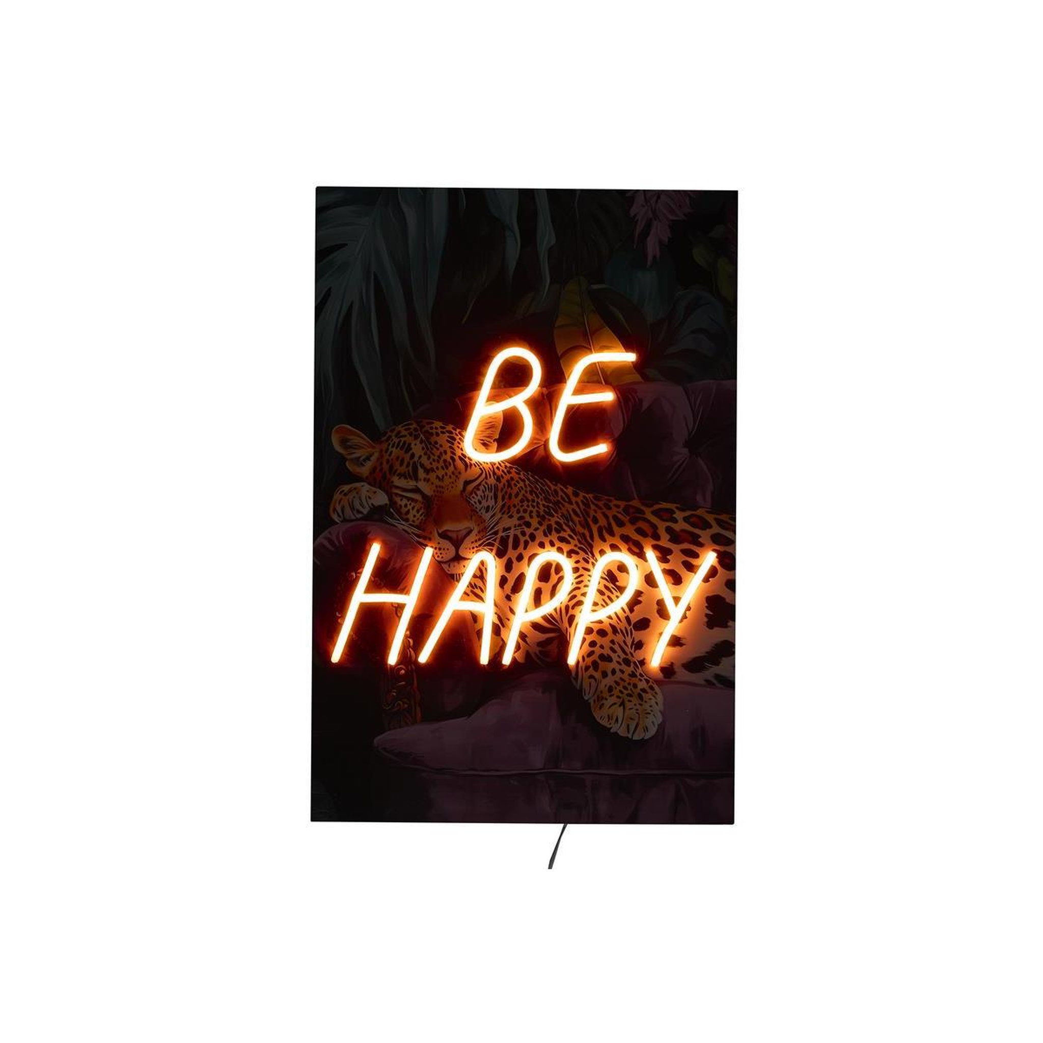 Voir la diapositive 2 : The Home Deco Factory Tableau LED  Be Happy  40x60cm Multicolore