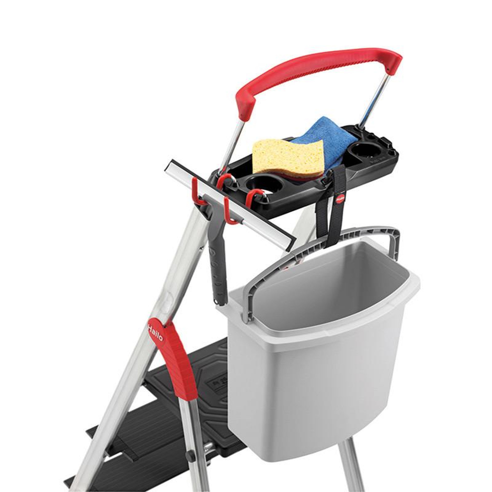 Voir la diapositive 4 : HAILO Escabeau de sécurité pliable en aluminium 5 marches larges hailo l100