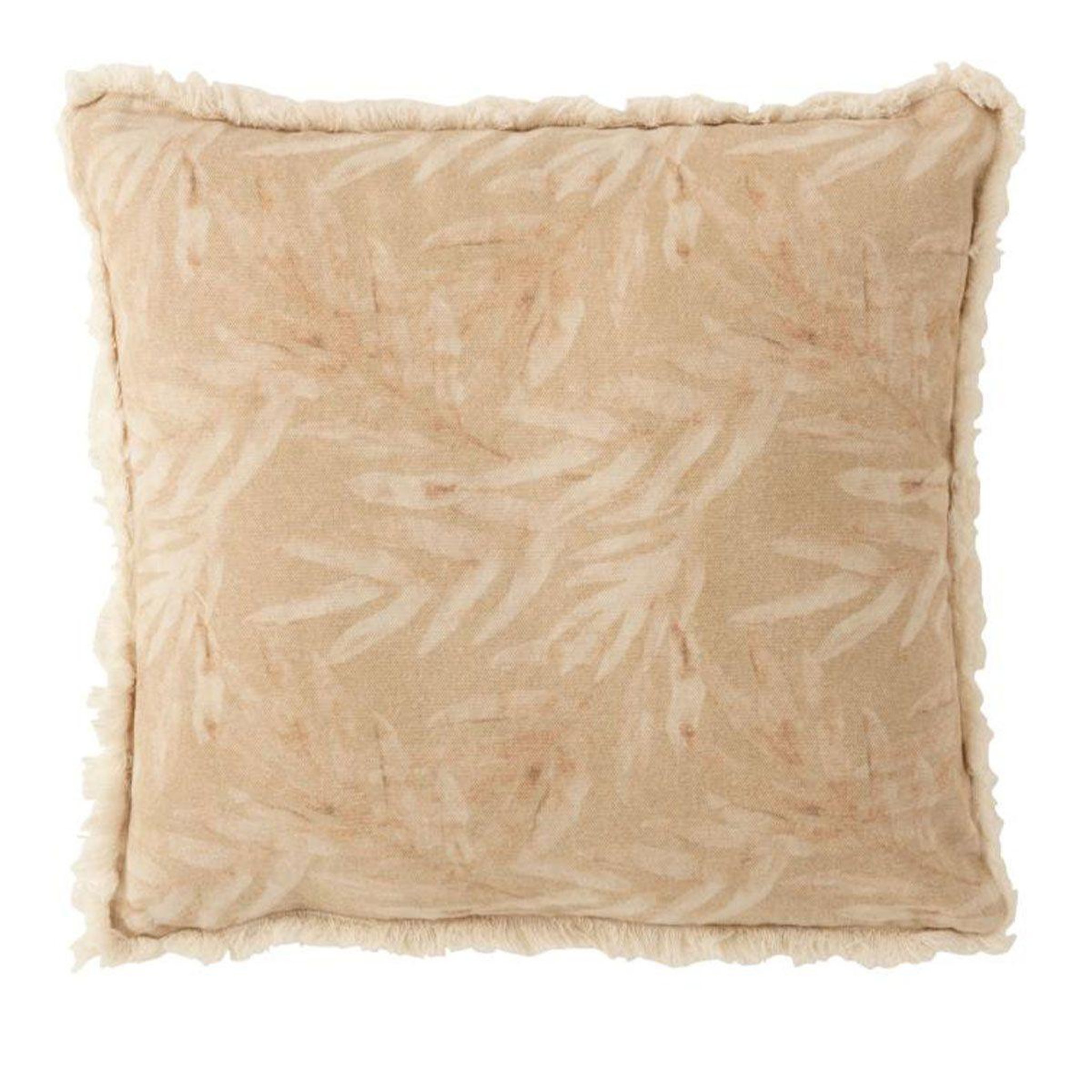 Voir la diapositive 1 : J-LINE Coussin déco  plante  45x45cm naturel
