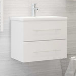 VIDAXL Armoire d'evier avec lavabo integre Blanc Agglomere