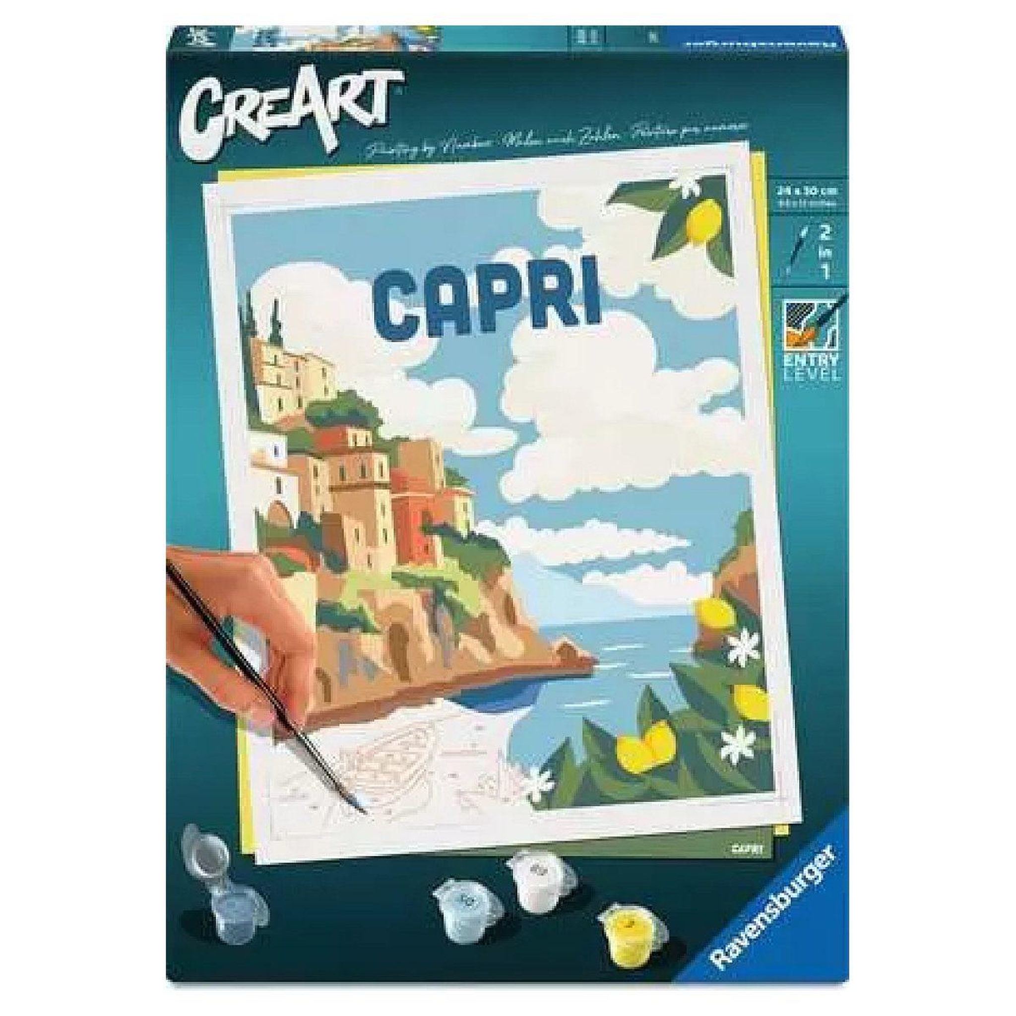 Voir la diapositive 2 : RAVENSBURGER – creart 24x30 cm – adulte – peinture par numéros – capri