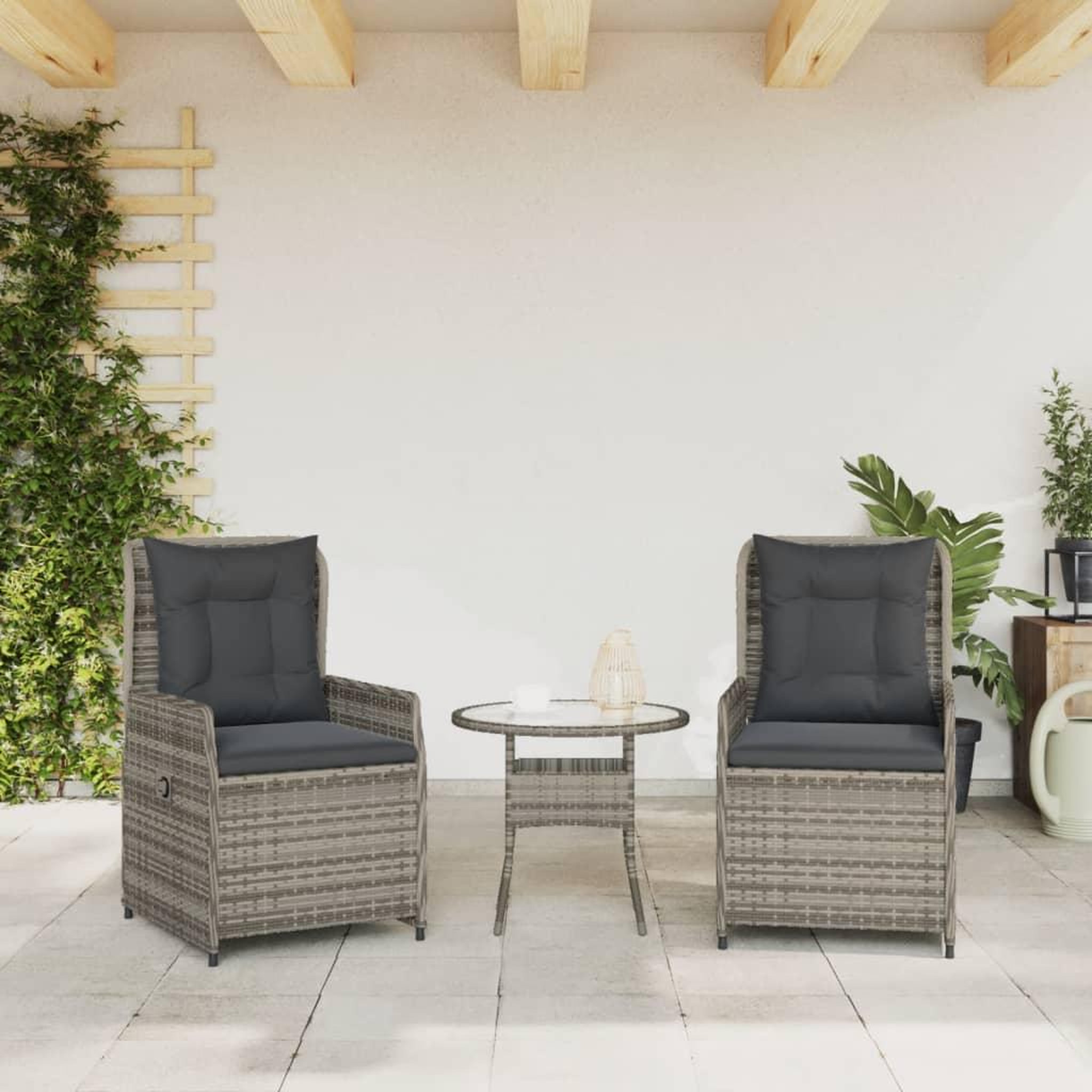 Voir la diapositive 3 : VIDAXL Chaises inclinables de jardin lot de 2 gris resine tressee