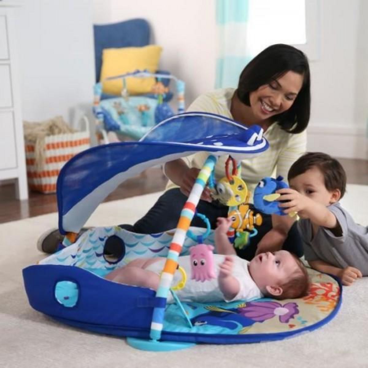 DISNEY DISNEY BABY Tapis de sol éveil bébé évolutif - Némo - Arche avec jouets sensoriels et musicaux, guirlande lumineuse, miroir