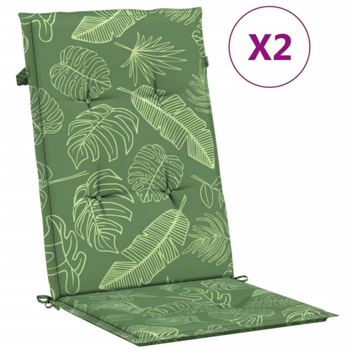 VIDAXL Coussins de chaise a dossier haut lot de 2 modele de feuille