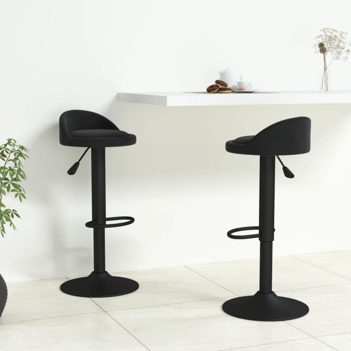 VIDAXL Tabourets de bar lot de 2 Noir Velours