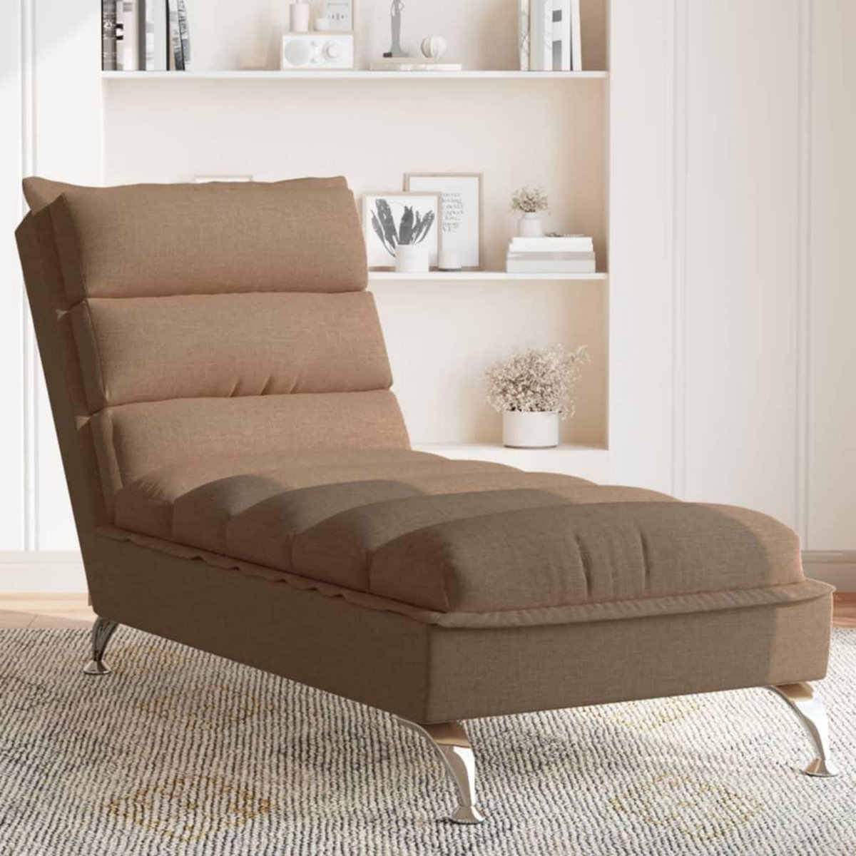 VIDAXL Chaise longue avec coussins marron tissu