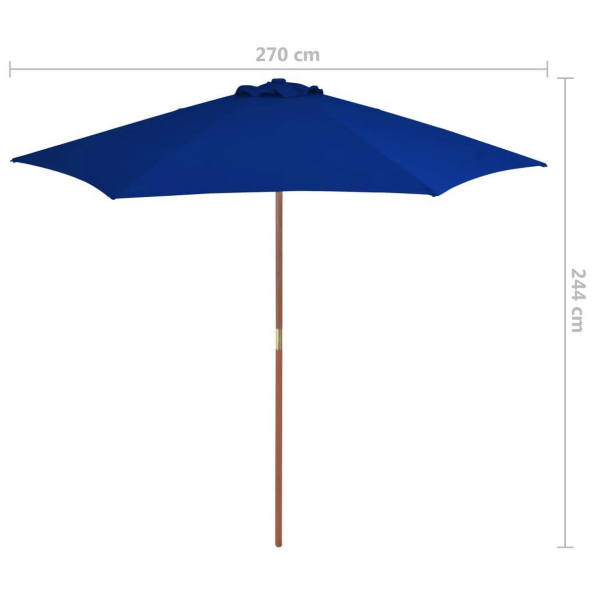 VIDAXL Parasol de jardin avec mat en bois bleu 270 cm