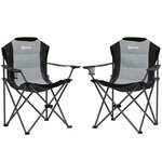 OUTSUNNY Lot de 2 chaises pliantes rembourrées de camping - porte-gobelet - gris