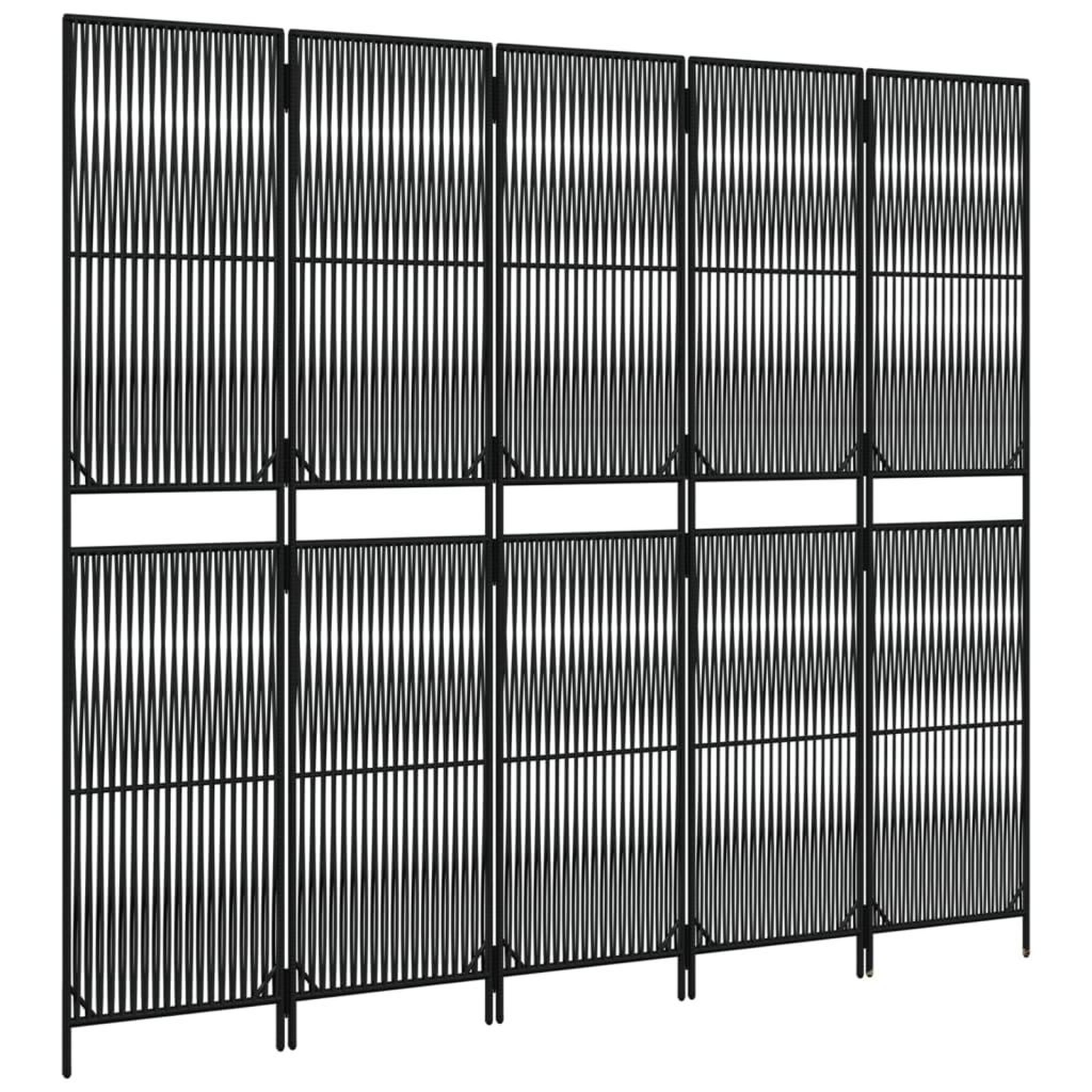Voir la diapositive 4 : VIDAXL Cloison de separation 5 panneaux noir resine tressee