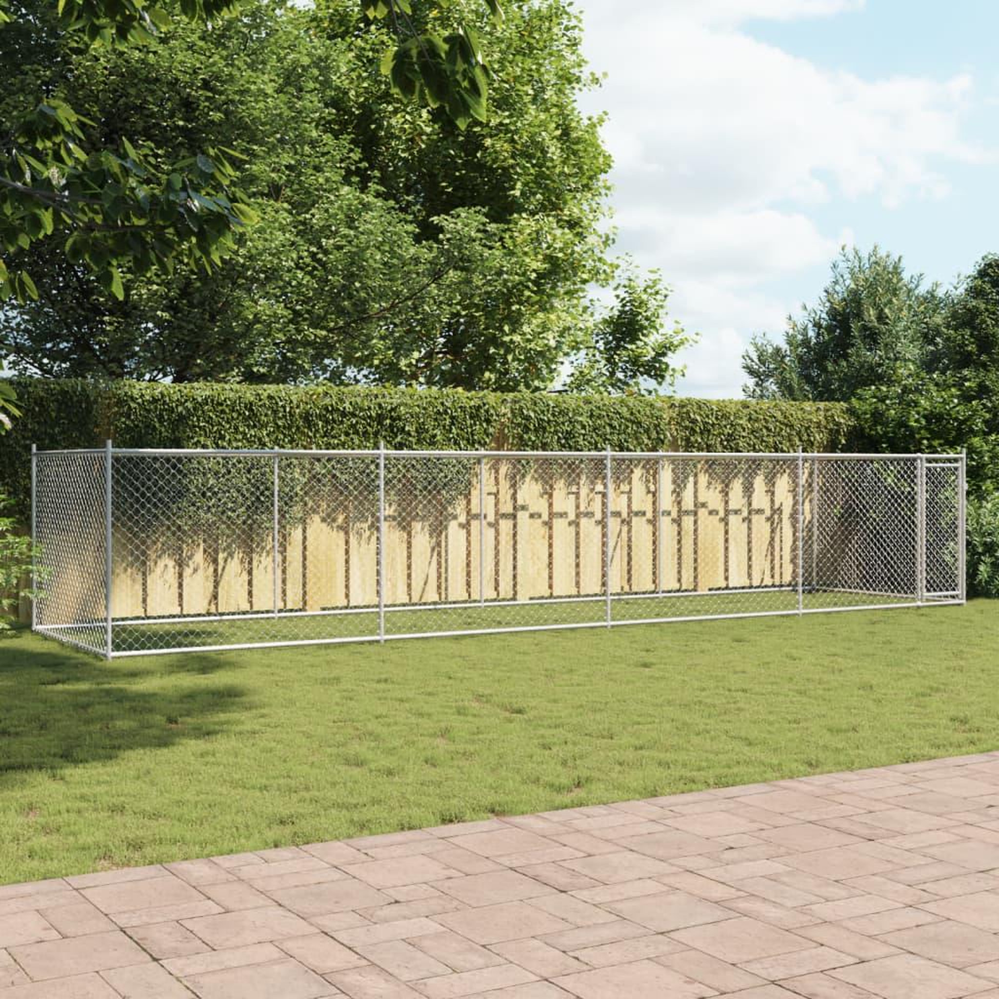 Voir la diapositive 3 : VIDAXL Cage pour chien avec porte gris 8x2x1,5 m acier galvanise