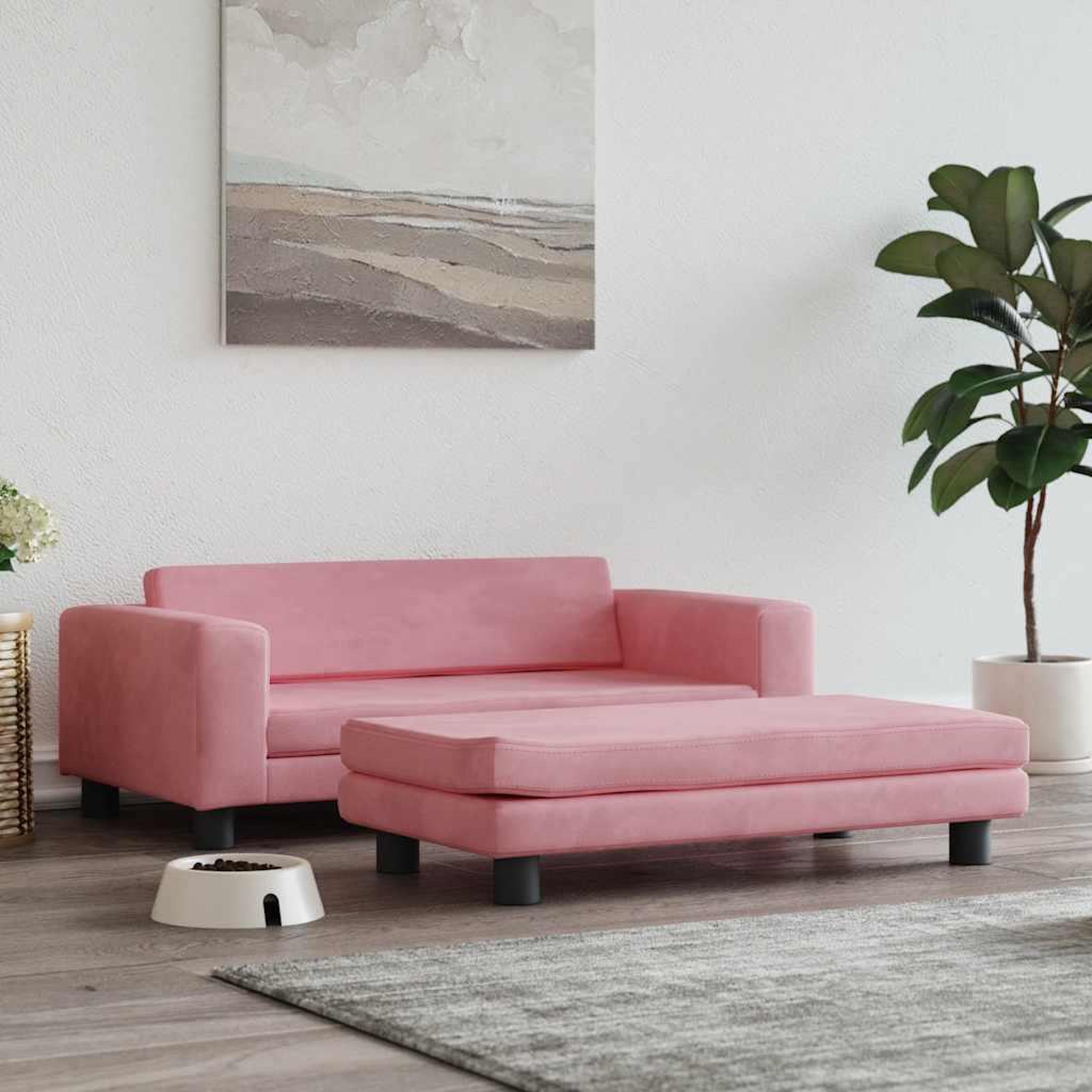 VIDAXL Lit pour chien avec extension rose 100x50x30 cm velours