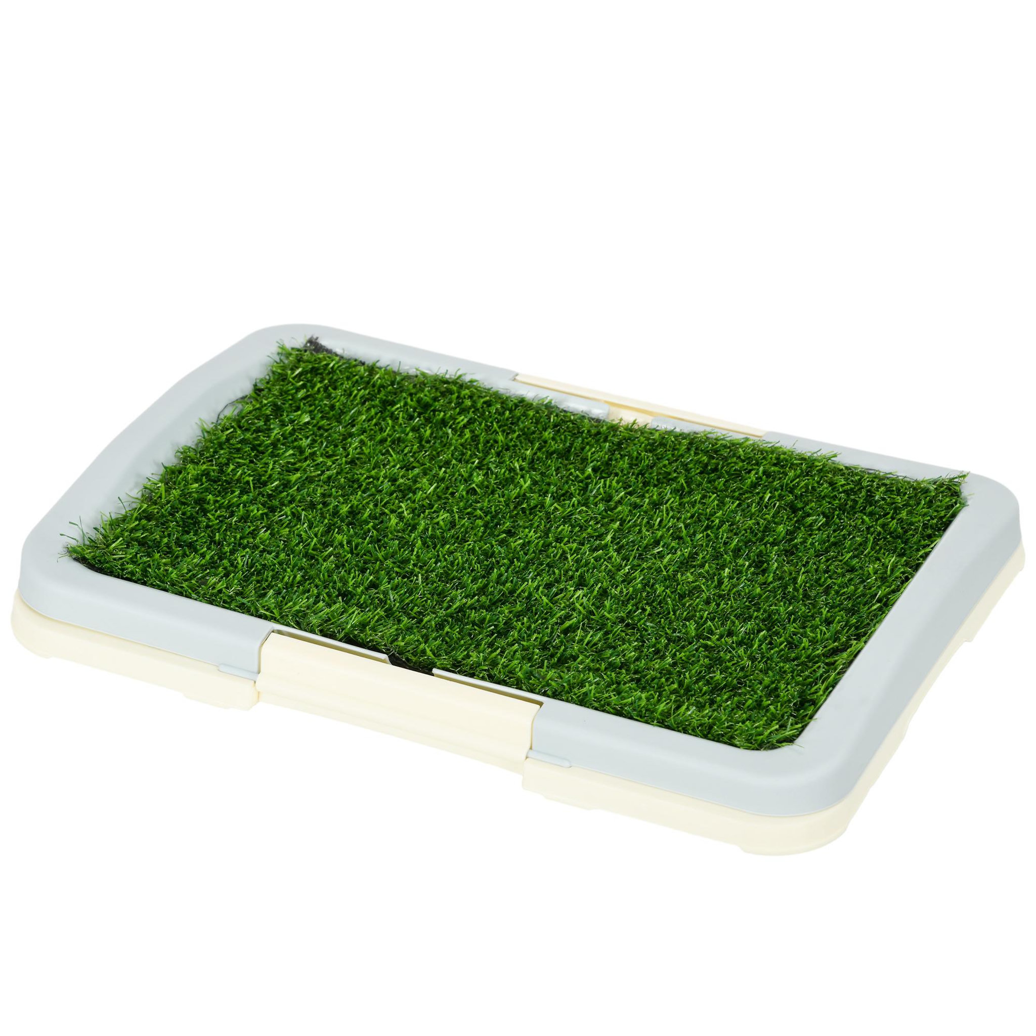 PAWHUT Litière gazon synthétique chien toilette portable à pelouse tiroir à déjection crème bleu gris