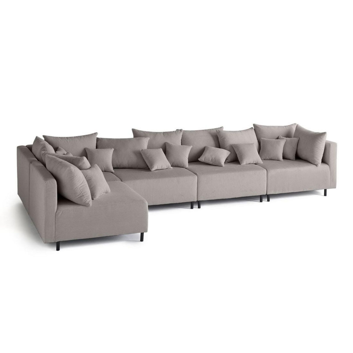 LISA DESIGN Edinburg - canapé modulable d'angle réversible 5 places - en velours côtelé