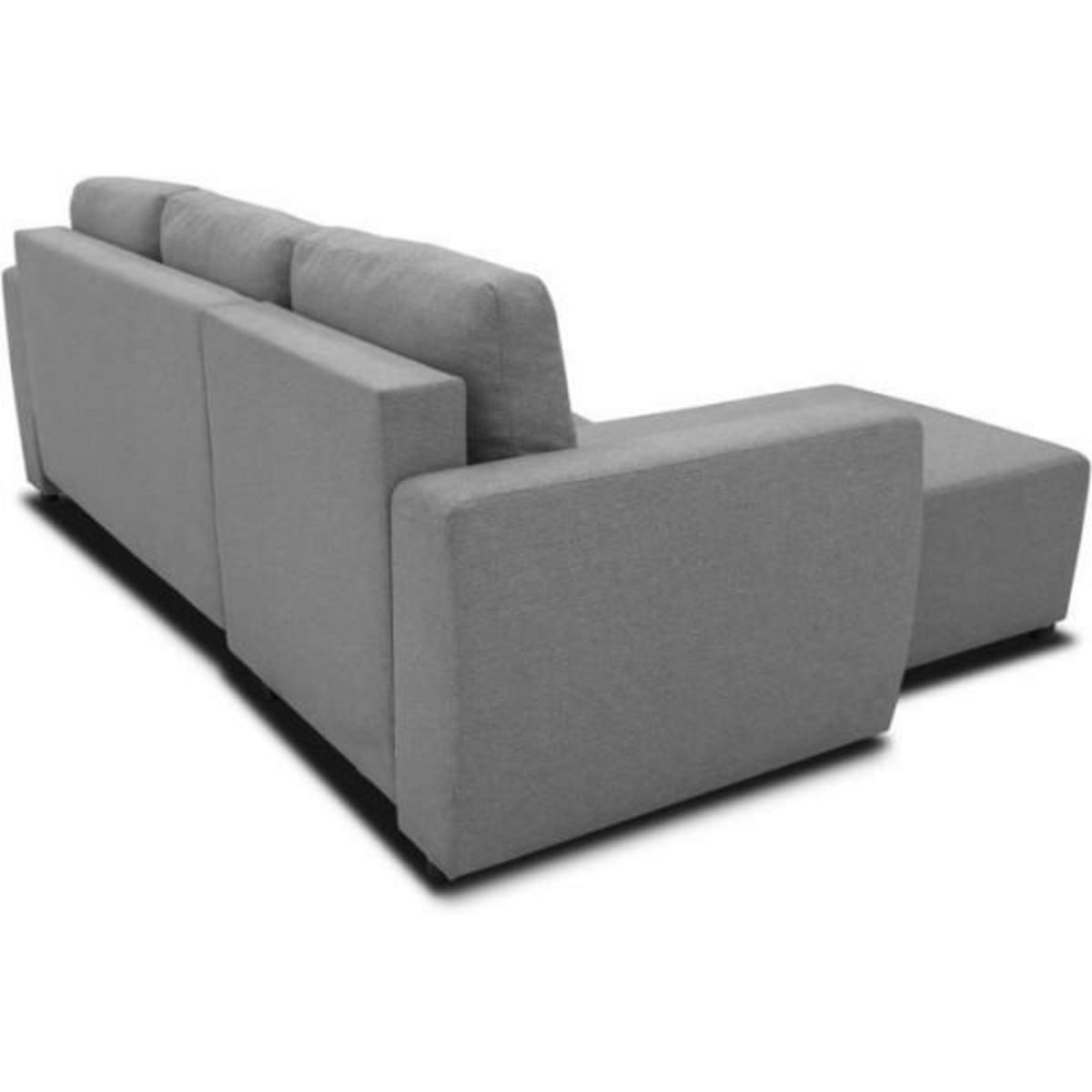 MARKET24 Canapé d'angle convertible réversible 3 a 4 places - PHARELL - Tissu anthracite - Coffre de rangement - L 224 x P 155 x H 85 c