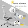 Voir la diapositive 5 : VINSETTO Fauteuil de bureau ergonomique en velours - 63 x 64 x 118-128 cm - gris clair