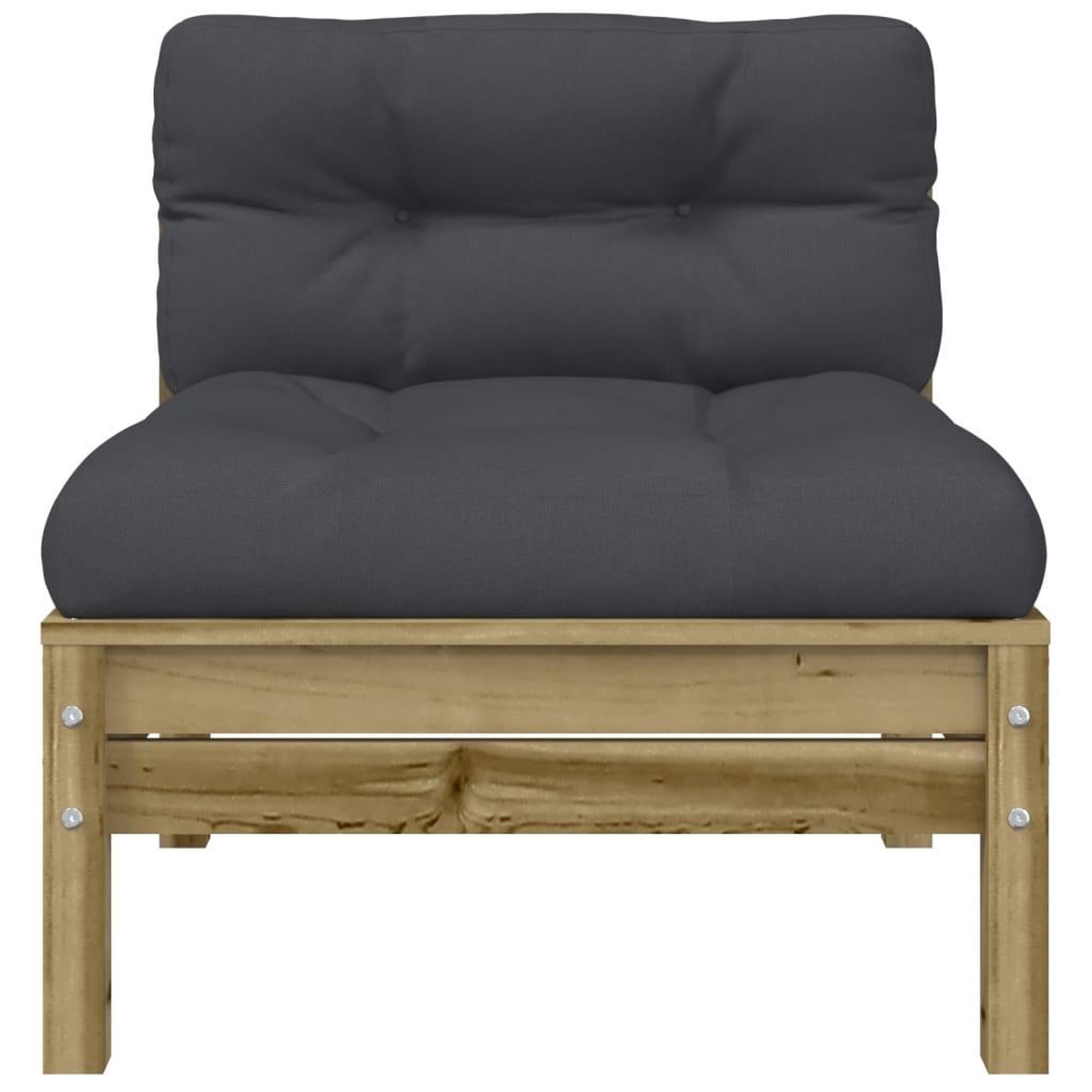 Voir la diapositive 4 : VIDAXL Canape de jardin sans accoudoirs et coussins bois pin impregne