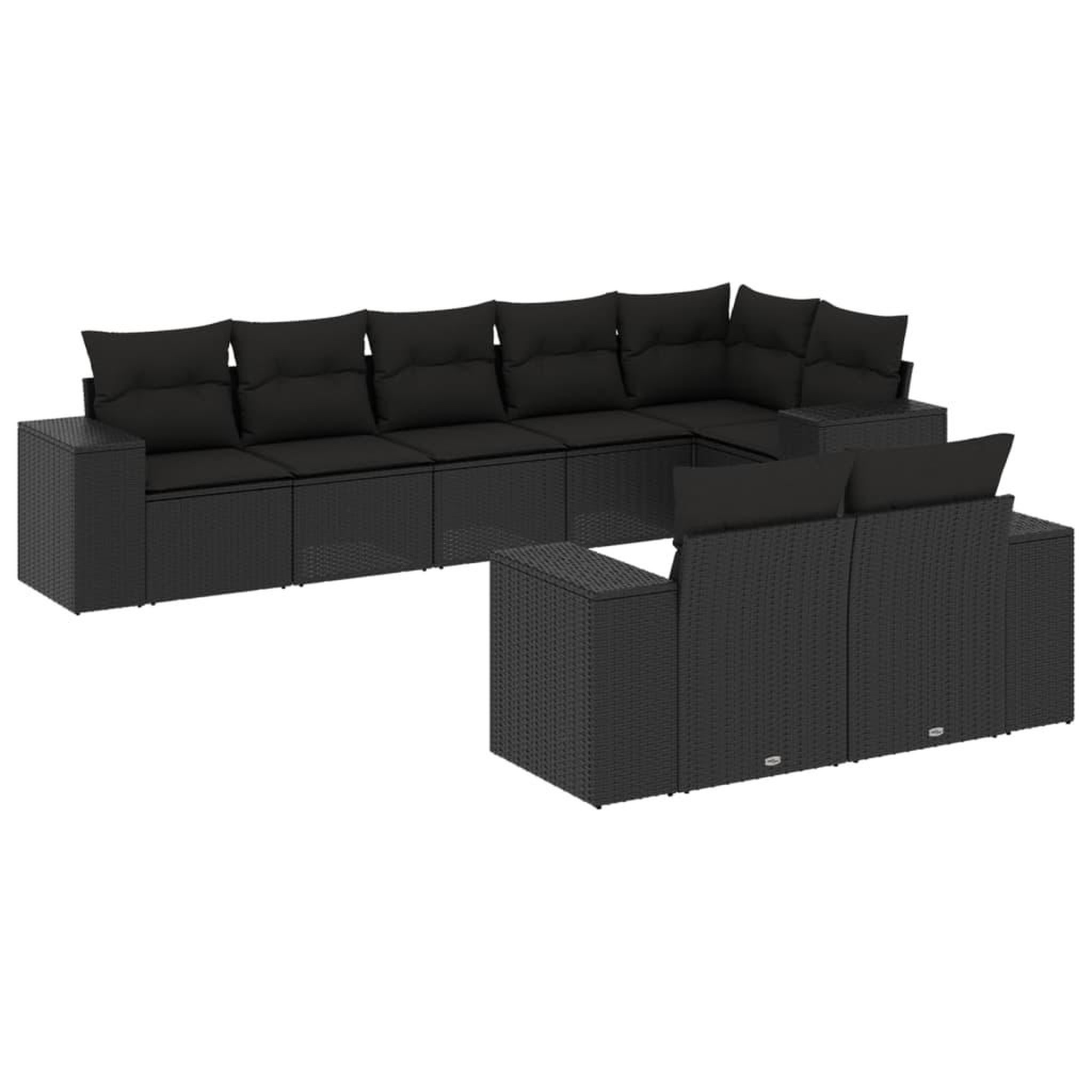Voir la diapositive 2 : VIDAXL Salon de jardin 8 pcs avec coussins noir resine tressee