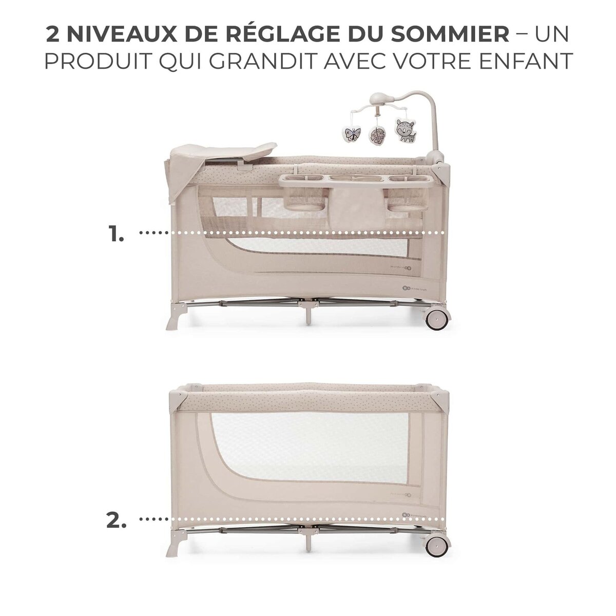 KINDERKRAFT Lit voyage parc bebe pliable avec accessoires pra