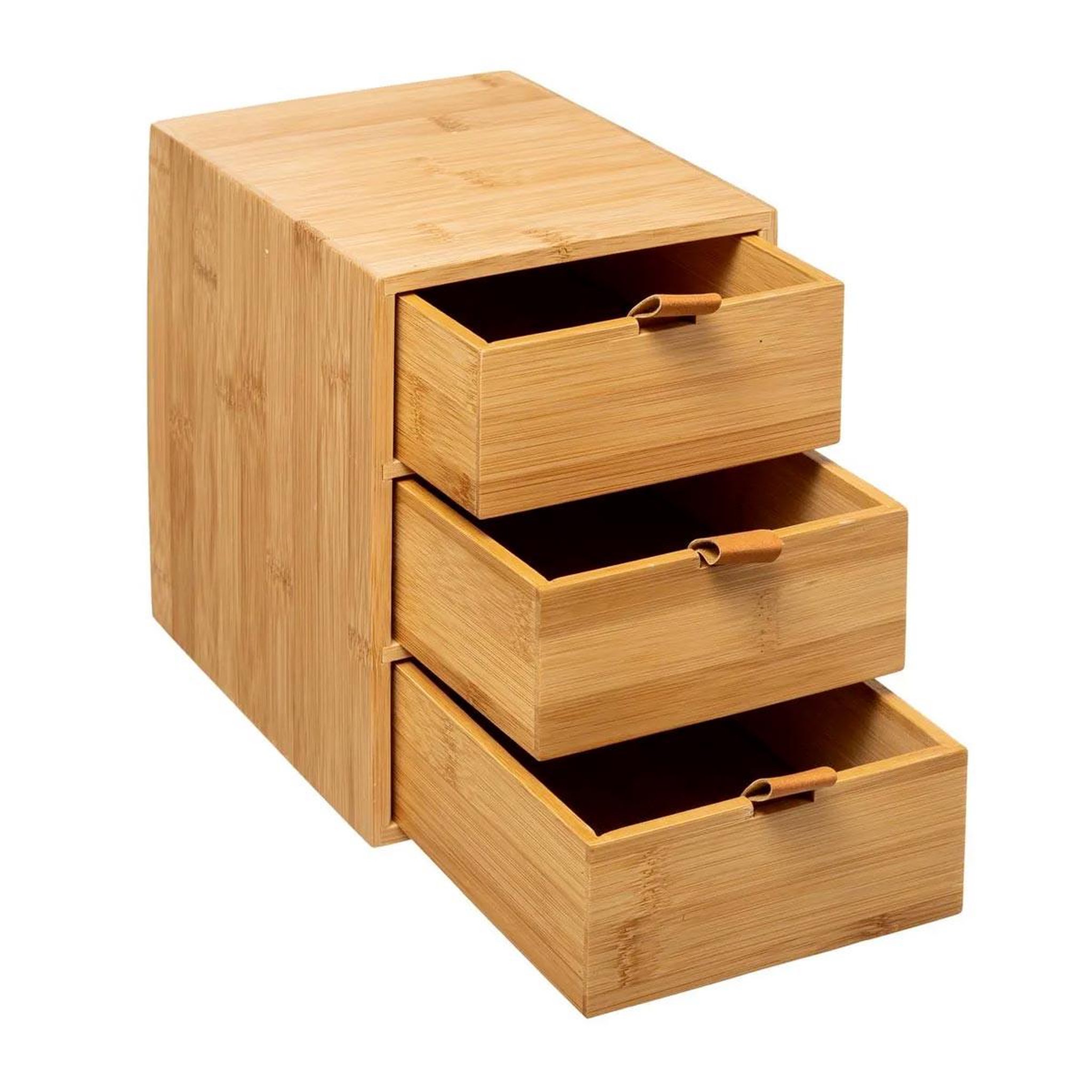 Voir la diapositive 2 : FIVE Boîte déco 3 tiroirs  bambou  21cm naturel