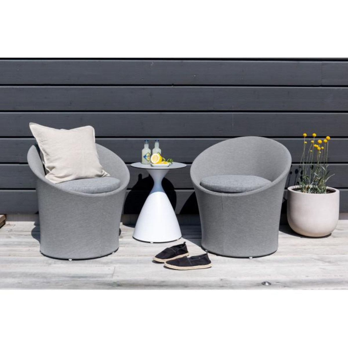 Paris Prix Salon de Jardin Design  Spoga  73cm Gris & Blanc