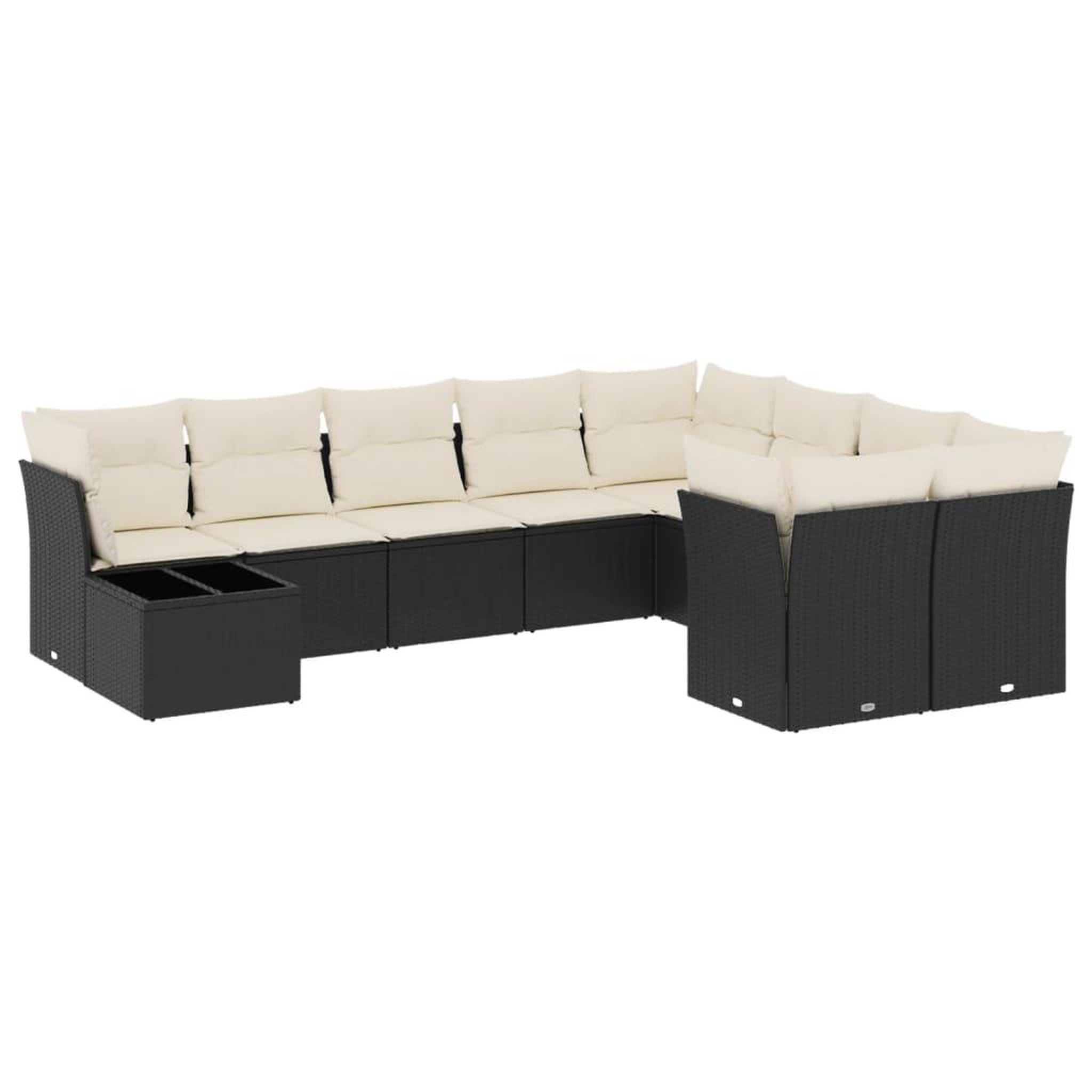 Voir la diapositive 2 : VIDAXL Salon de jardin 10 pcs avec coussins noir resine tressee