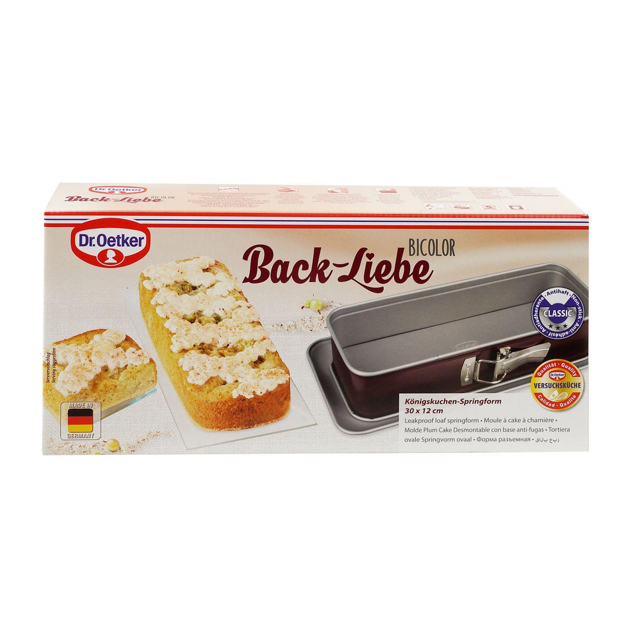 Voir la diapositive 2 : DR.OETKER Lot de 2 moules à cakes à charnière 30 cm dr. Oetker back-liebe bicolor