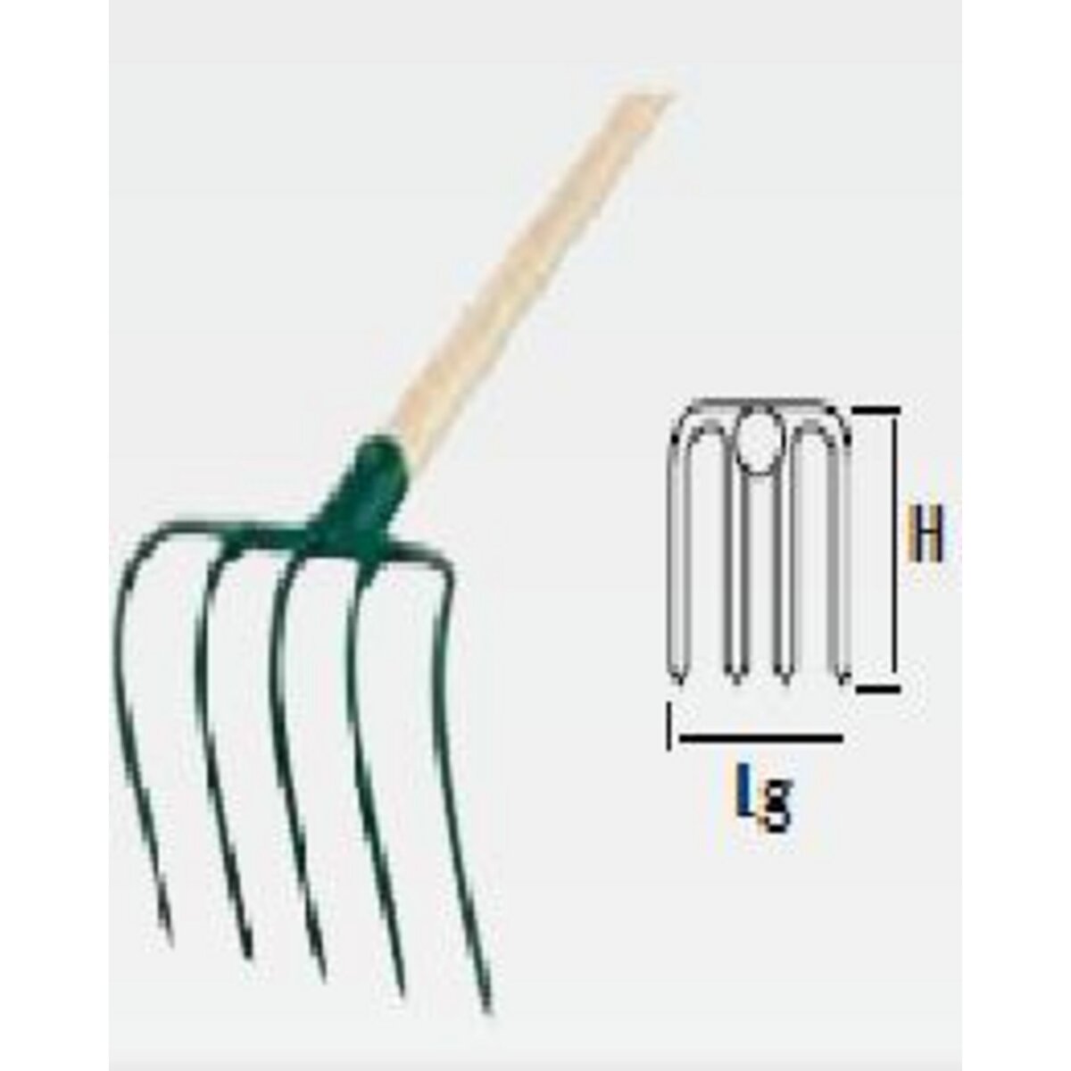 Leborgne Croc à fumier douille - 5 dents - manche bois certifié PEFC 100%