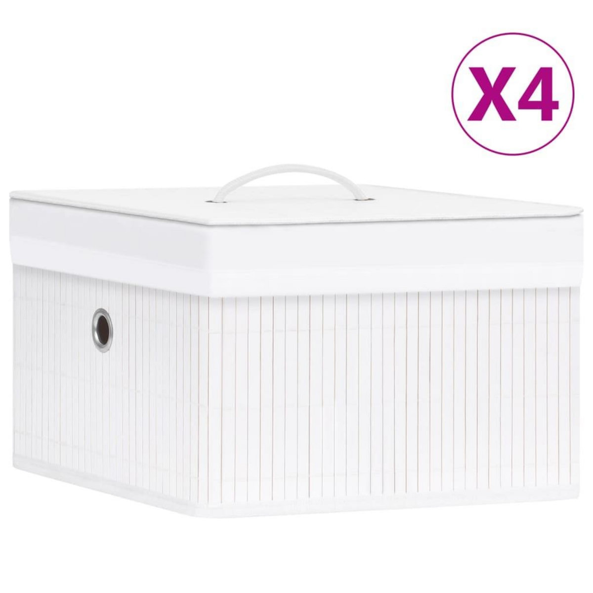 VIDAXL Boîtes de rangement en bambou 4 pcs Blanc