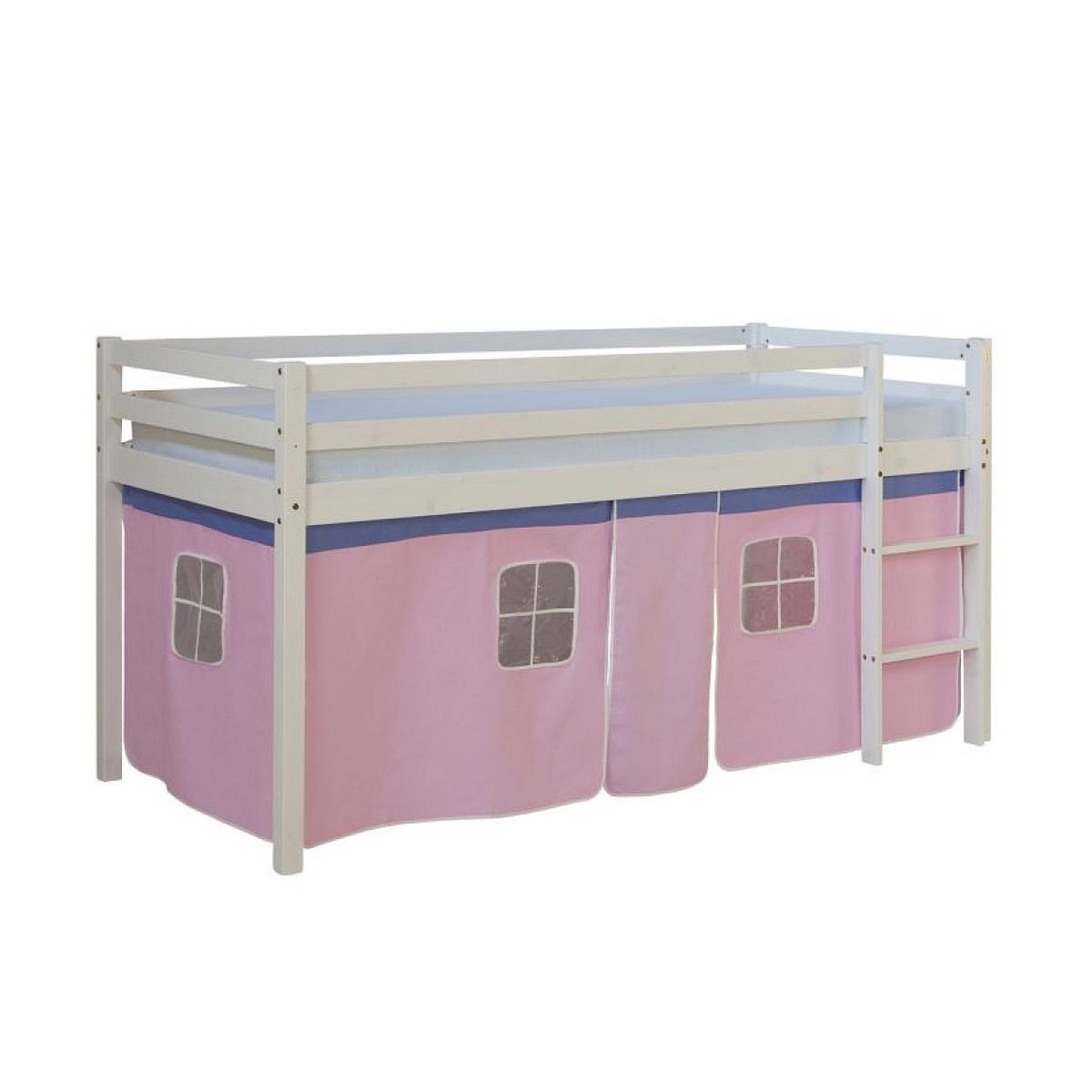 HomeStyle4U Lit mi-hauteur avec rideaux rose pale