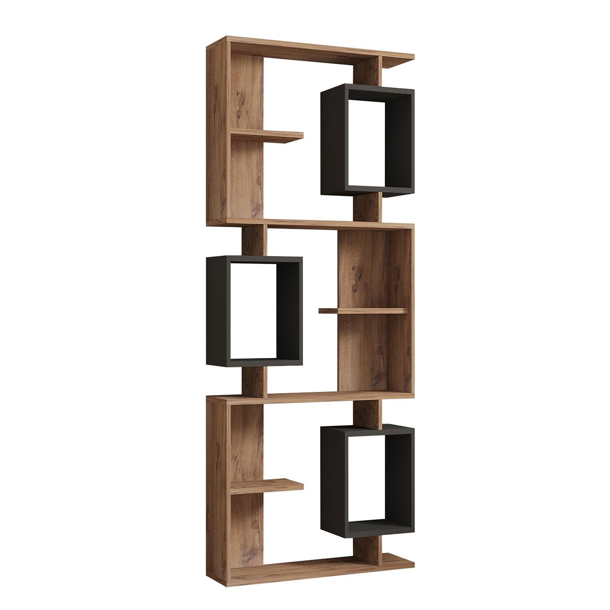 Habitat et Jardin Bibliothèque en bois  icardi  - 90 x 24 x 171 cm - pin atlantiqueanthracite