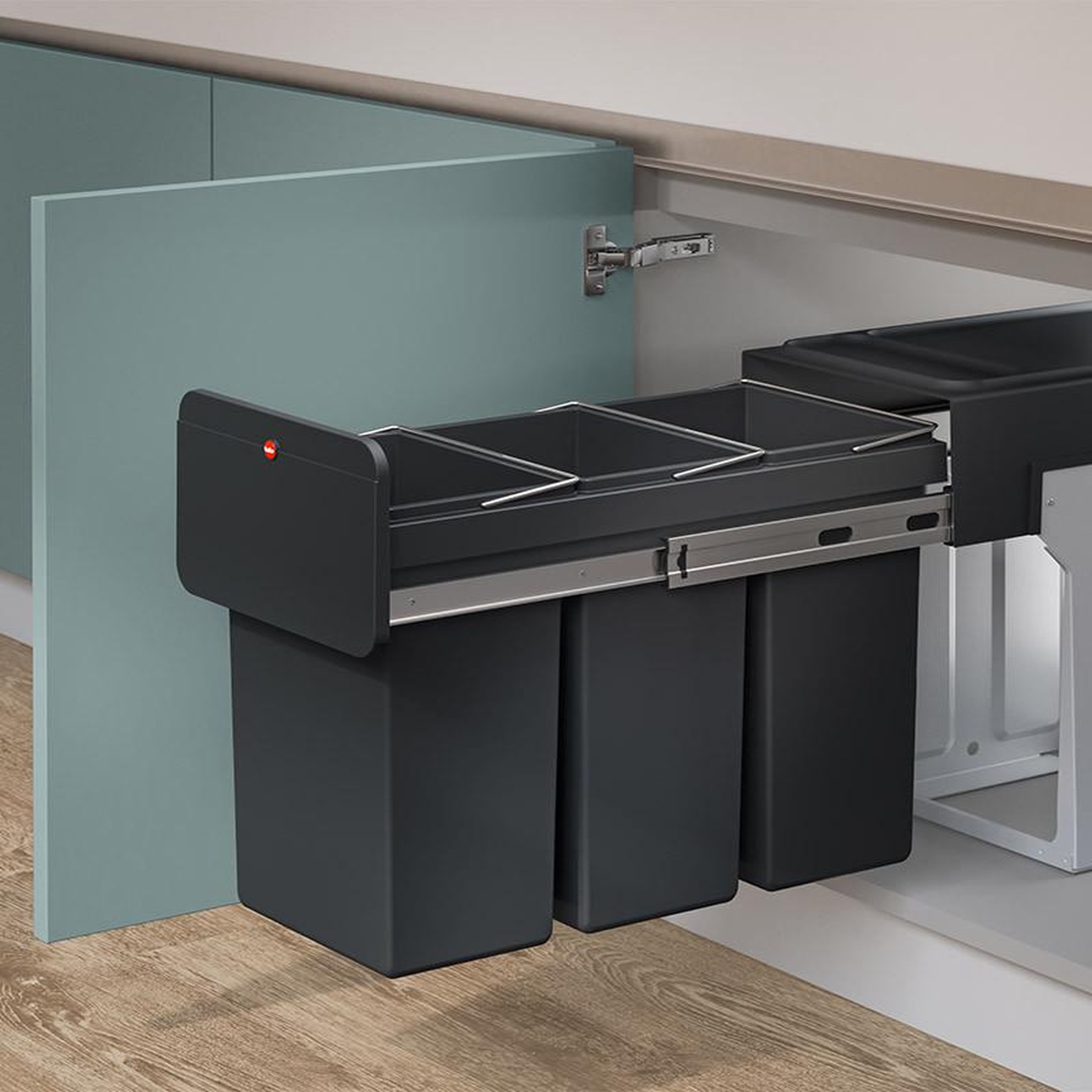 Voir la diapositive 2 : HAILO Poubelle de tri sélectif encastrable 30 litres (10+10+10) hailo ecoline design l trio