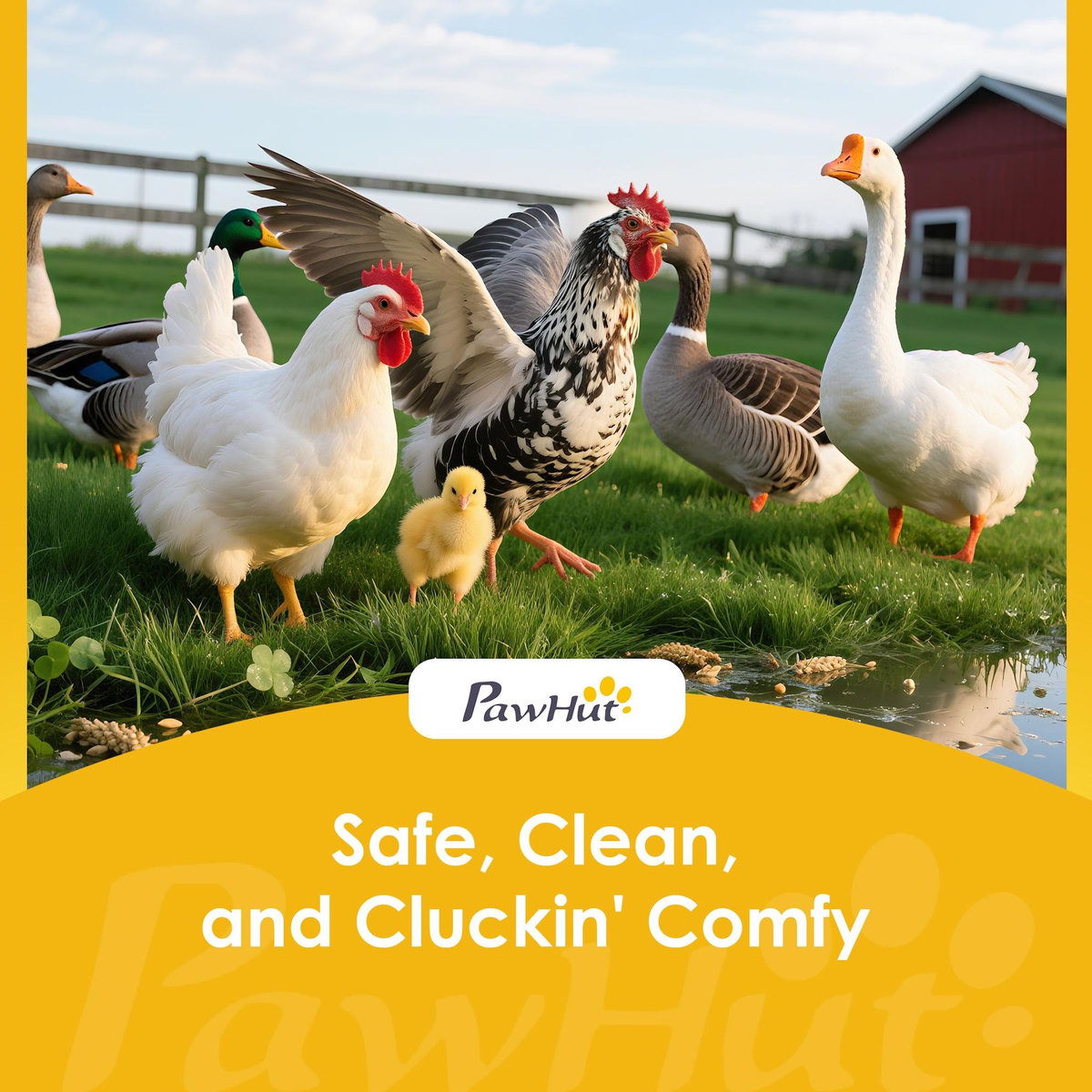 PAWHUT Poulailler en bois sur pieds toit et pondoir bitumés noir blanc gris