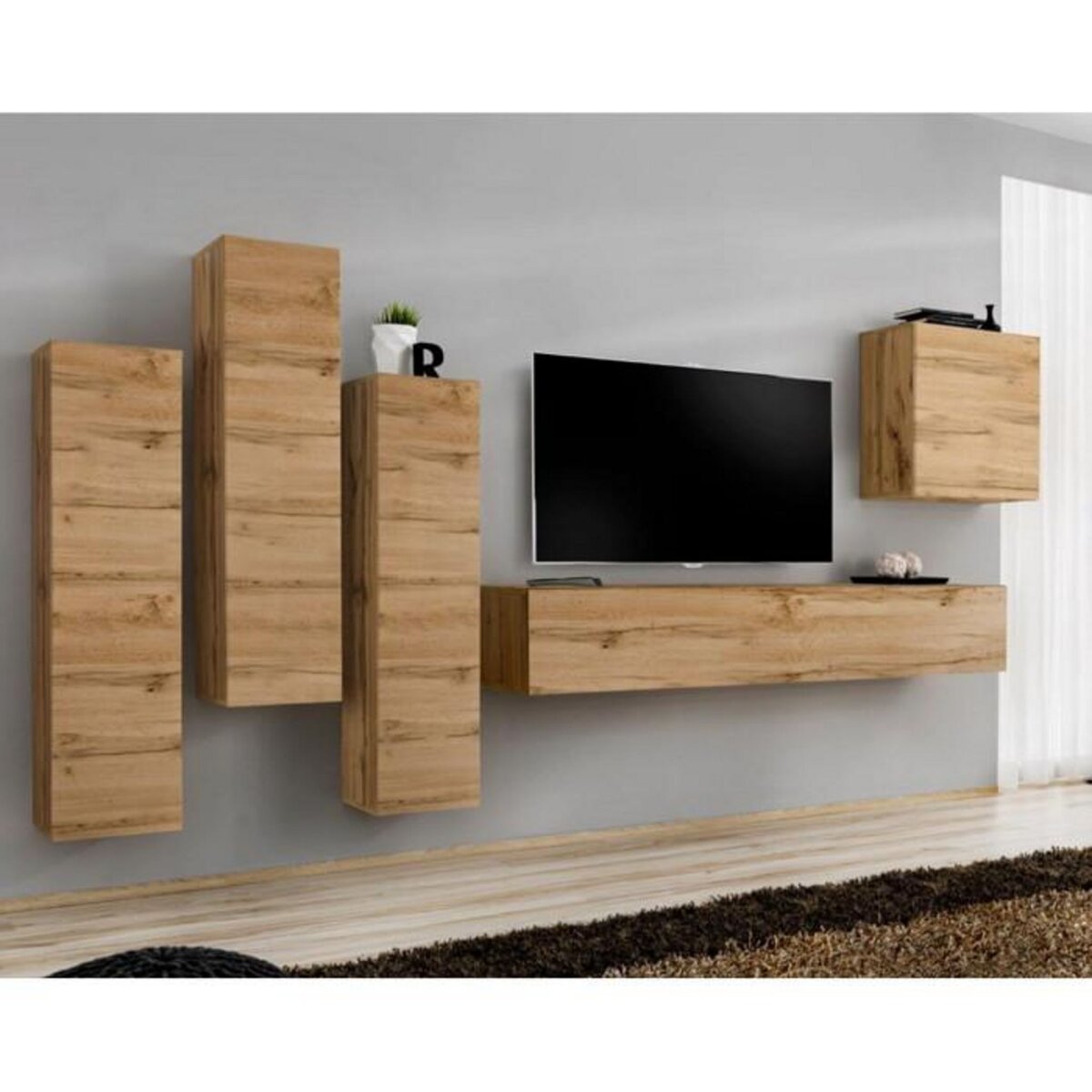 Paris Prix Meuble TV Mural Design  Switch III  330cm Naturel