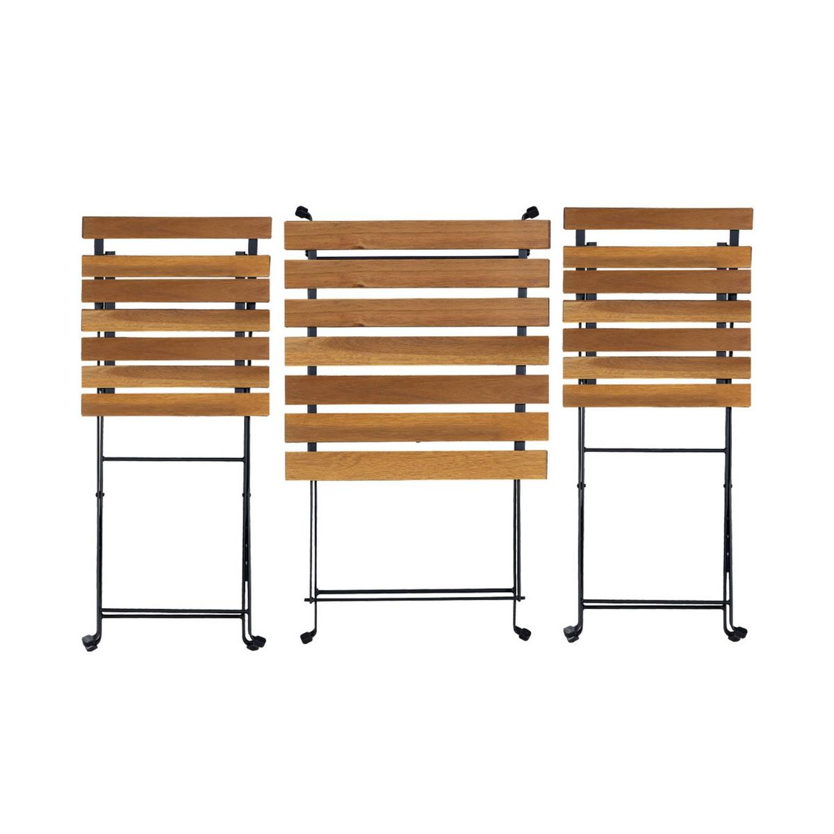 SWEEEK Table de bistrot pliante bois d'acacia et métal + 2 assises 55 x 54 cm