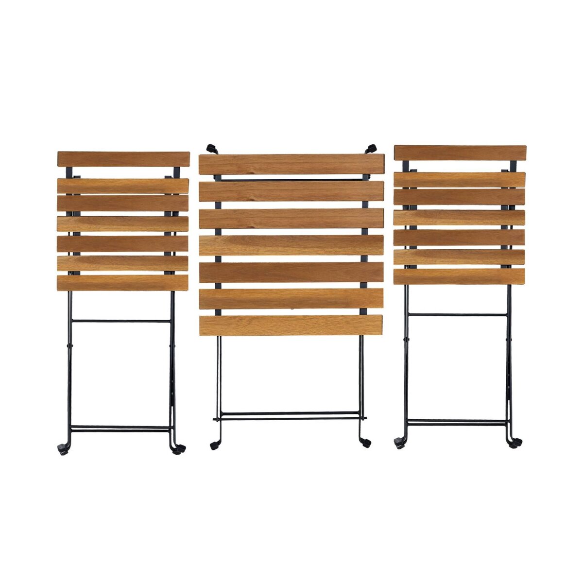 SWEEEK Table de bistrot pliante bois d'acacia et métal + 2 assises 55 x 54 cm
