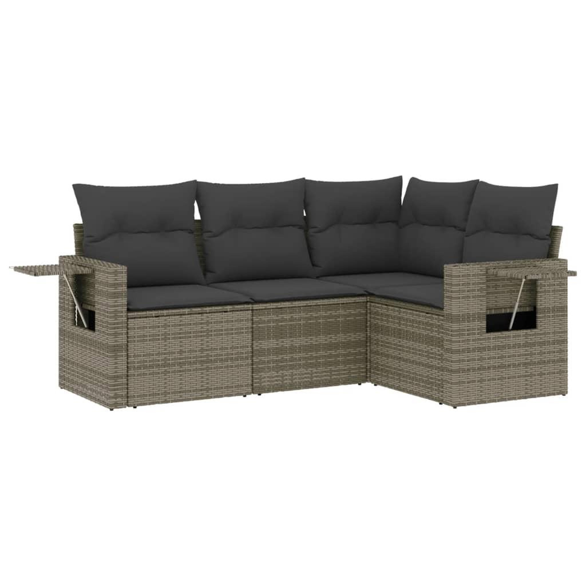 Voir la diapositive 2 : VIDAXL Salon de jardin 4 pcs avec coussins gris resine tressee