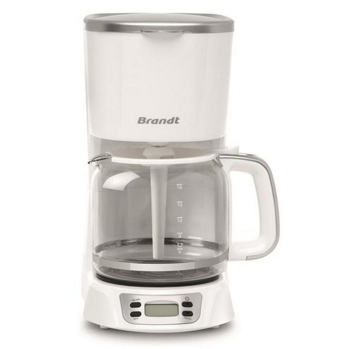 BRANDT Cafetière filtre programmable 18 tasses 1000w blanc/silver - caf1318es