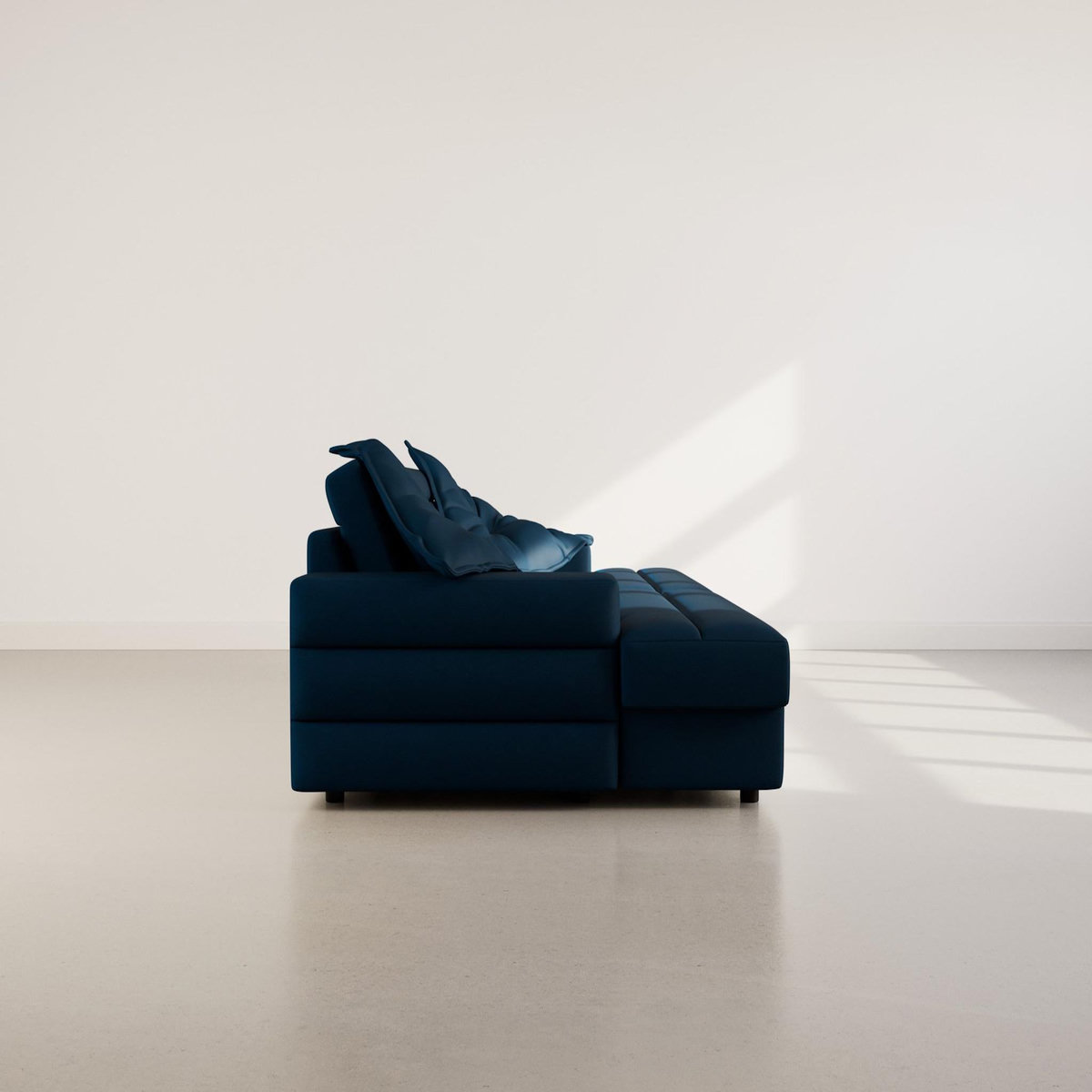 LISA DESIGN Loredana - canapé droit 4 places double méridienne - assise profonde - en tissu texturé