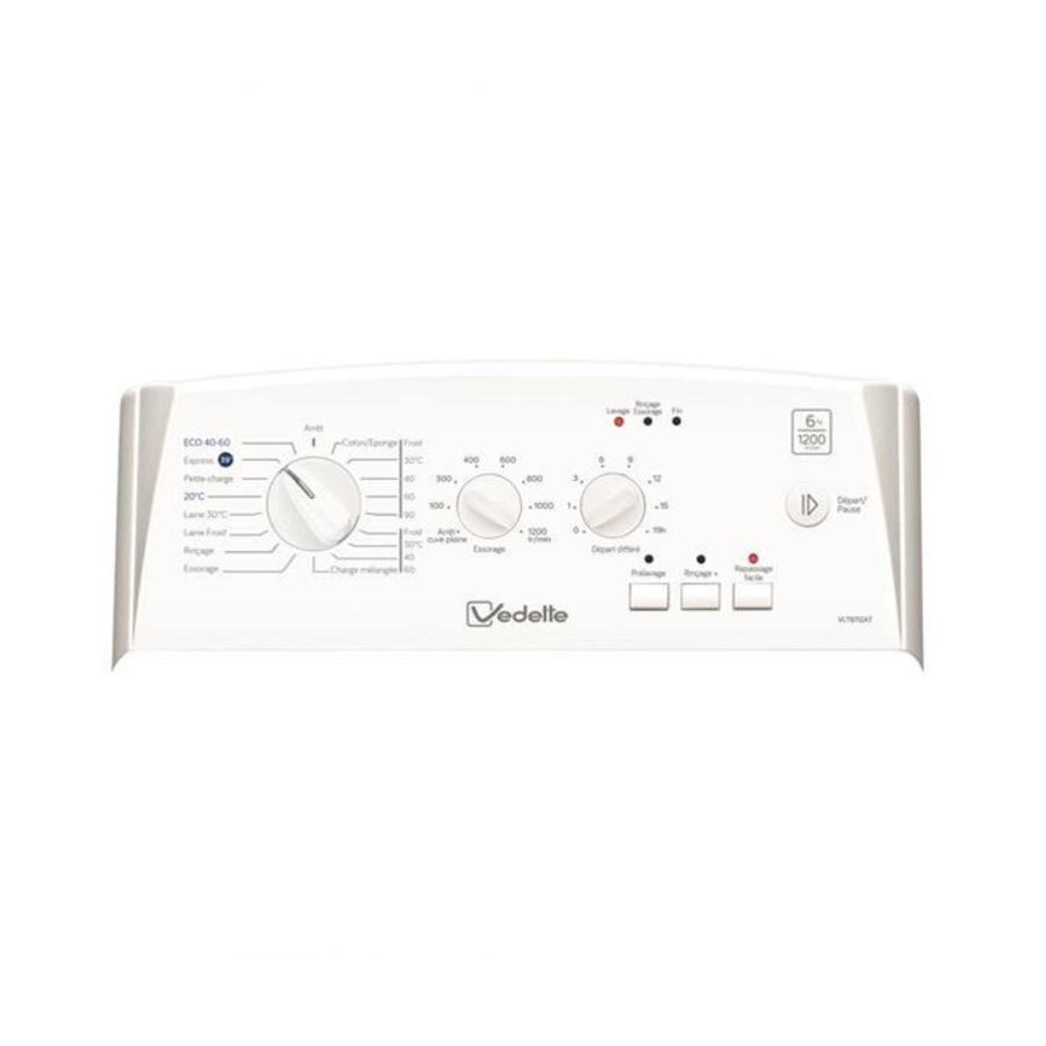 Voir la diapositive 3 : Vedette Lave-linge top 6kg 1200 tours/min - VLT6112AT