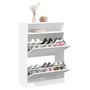 Voir la diapositive 4 : VIDAXL Armoire a chaussures 2 tiroirs rabattables blanc 80x34x116 cm