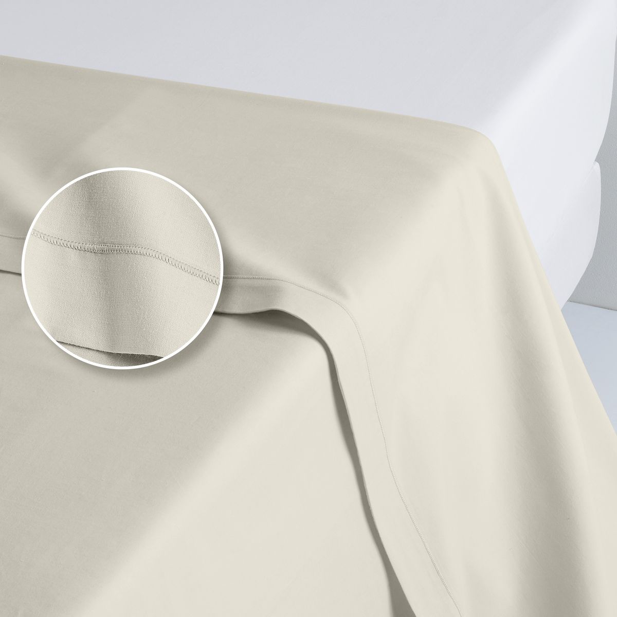 ACTUEL Drap plat uni en coton 57 fils 