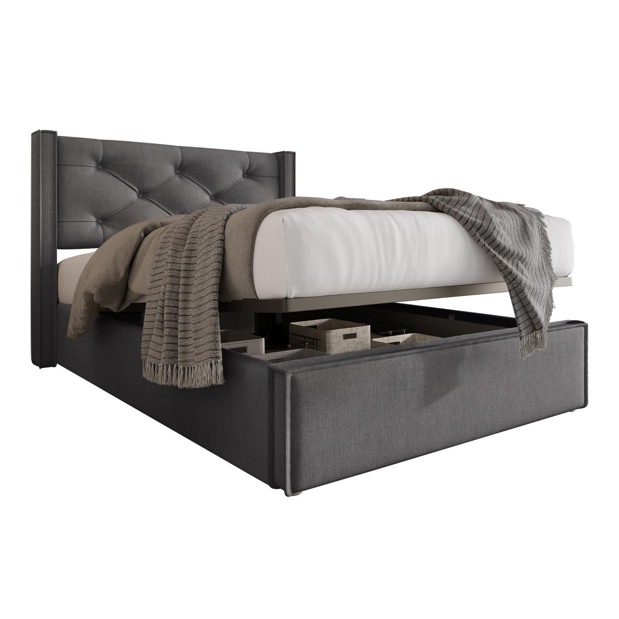 Voir la diapositive 1 : MERAX Lit coffre avec sommier
